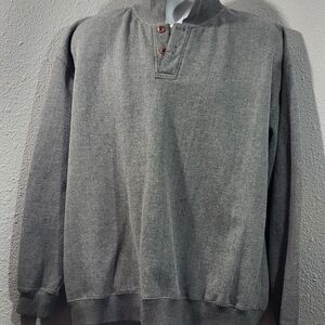Orvis Gray Crewneck Henley Pullover Sweater
